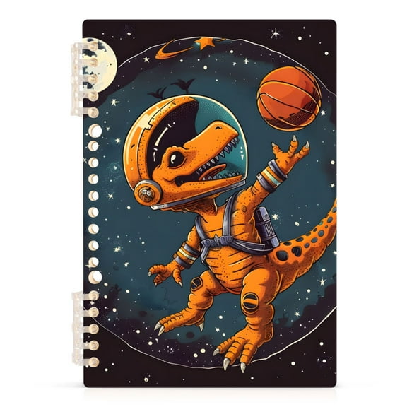 Spiral Notebooks Space Dinosaur and Basketball 60 Sheets 120 Pages A5 Journal Notepad 8.3x5.7 Inch Thick Adjustable College Ruled Paper