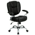 thumbnail image 2 of Flash Furniture Mid-Back Black LeatherSoft Swivel Task Office Chair with Pillow Top Cushioning and Platinum Epoxy Base & Arms, 2 of 12