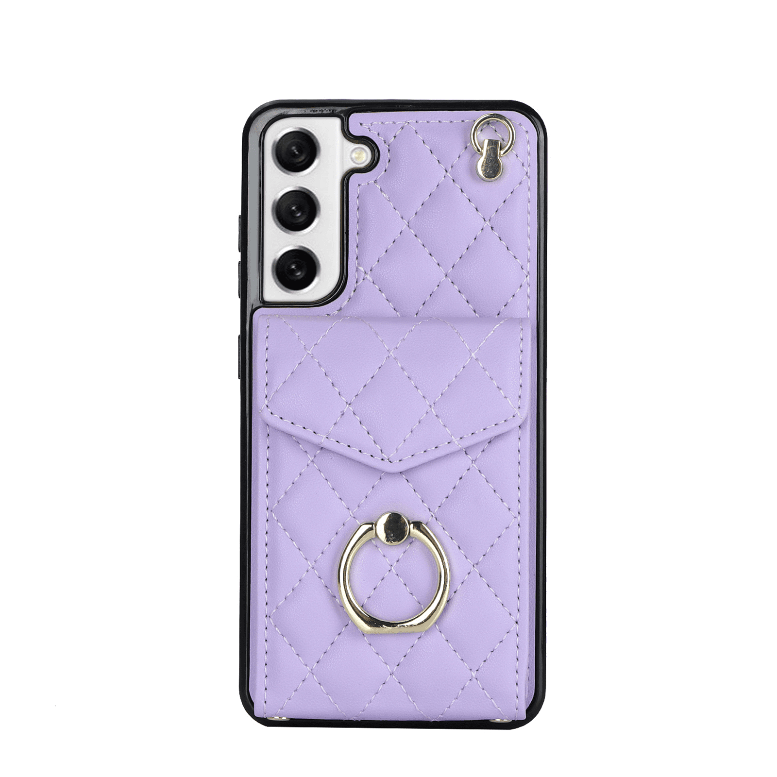 Asuwish Wallet RFID Blocking PU Leather Cell Phone Case with Tempered Glass Screen Protector, Wrist Strap for Samsung Galaxy S21 FE/S21 FE 5G UW, Purple