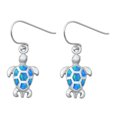 thumbnail image 1 of Sterling Silver Turtle Mosaic Ocean Beach Earrings Blue Simulated Opal 925 Jewelry Female Unisex, 1 of 3