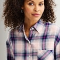 thumbnail image 3 of Women's Sonoma Goods For Life® Oversized Boyfriend Flannel Color: Lite Pink White Plaid Size: X LARGE, 3 of 4
