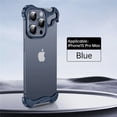 thumbnail image 3 of Funda de teléfono con almohadilla de esquina de aleación de aluminio para iPhone 15, 13, 14 pro Max, con película de lente, parachoques de aleación de titanio, cubierta de protección a prueba de golpe, 3 of 5