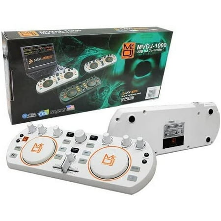 MVDJ-1000WH USB Dj Mix Controller with Dual Individual Mixing Channels to Connect a Computer for Audio and Playback