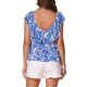 thumbnail image 3 of INSPIRE CHIC Blusas de verano para mujer con estampado floral y cuello en V, manga corta con volantes, XS Azul, 3 of 5