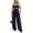 black, variant on ChicMe Jumpsuits for Women Spaghetti Strap Sleeveless Cut-Out Waist Backless Tie-Back Ruched Wide Leg Vacation Summer Womens Rompers Black-L
