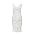 thumbnail image 6 of Wycnly Formal Dresses for Women Evening Party Sexy Sequin Bodycon Pencil Spaghetti Strap Dresses Sleeveless V-Neck Solid 2024 Summer Midi Dress White s, 6 of 7