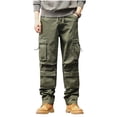 thumbnail image 2 of Yusimy Men's Solid Color Cargo Pants Outdoor Hiking Multi-Pocket Straight Leg Pants, 2 of 9