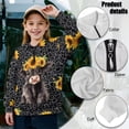 thumbnail image 6 of Uorisanigo Girls Half Zip Sweatshirt Oversized Long Sleeve Pullover Crop Tops for Teen Girl, Soft Kids Half Zip Mock Neck Pullover Jackets, Size 5-6(Baby Highland Cow Leopard Print), 6 of 7