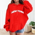 thumbnail image 2 of CAIXIA Girls Hoodie New York Boys Girls Hoodies Long Sleeve Kids Sweatshirts Oversized Drop Shoulder Casual Trendy Fall Winter Pullover,Red, 2 of 4