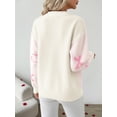 thumbnail image 4 of Women's Crew Neck Bow Jacquard Knit Sweater, Drop Shoulder Long Sleeve Loose Pullover Top for Christmas Holiday, 4 of 7