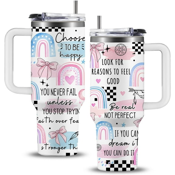 Positive Daily Affirmations Tumbler - Mental Health Gifts for Women, Inspirational Motivational Gifts for Women, Sobriety Present for Self Love Girl - Positive Affirmation Gift Coffee Cups 40oz