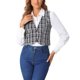 thumbnail image 1 of CHALECO Vintage a Cuadros INSPIRE CHIC para Mujer, Cuello en V, de Un Solo Botón, Sin Mangas, Espalda Racer, Talla S, Negro y Blanco, 1 of 6