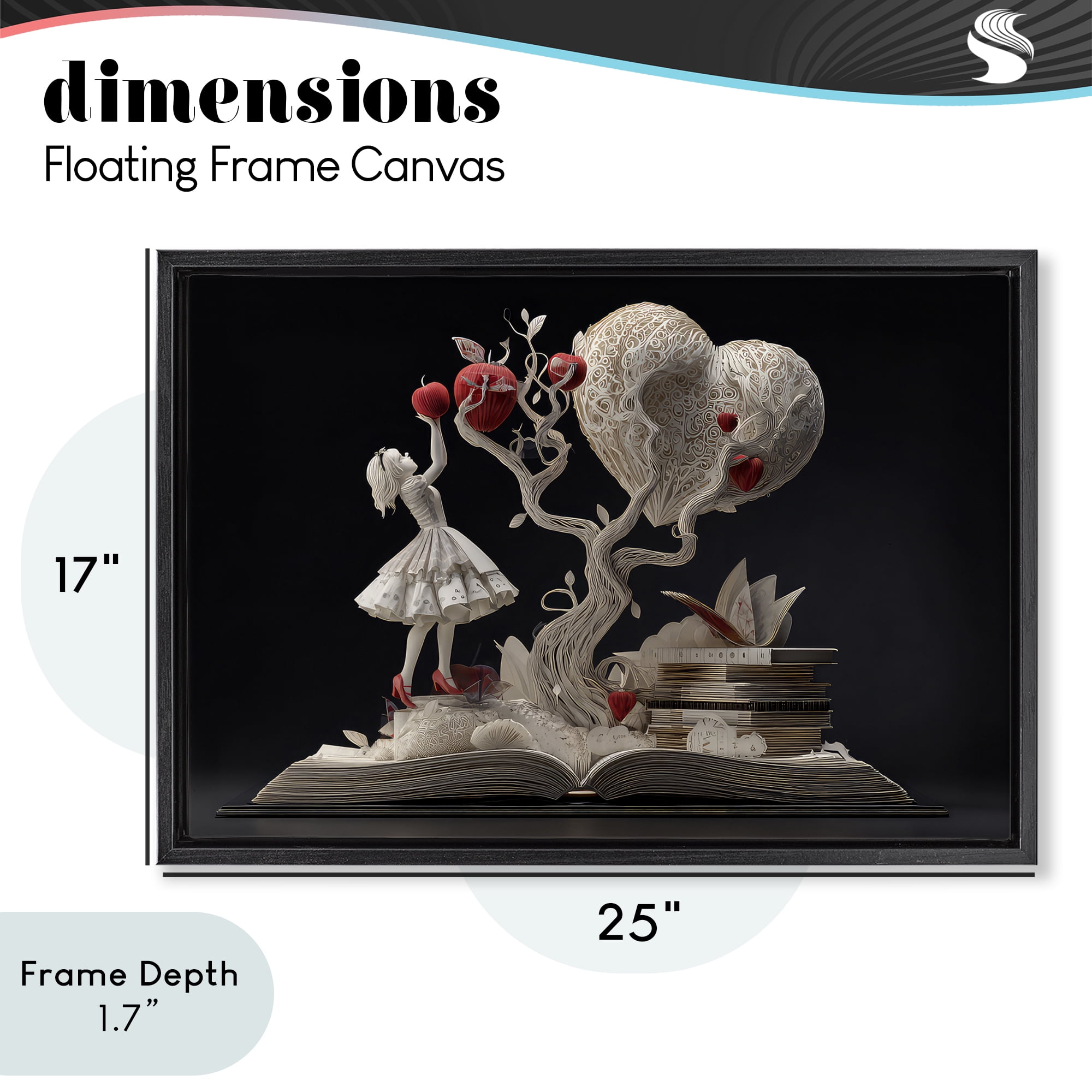 Stupell Industries Paper Sculpture Style Fairytale Black Framed Floater Canvas Wall Art, design by The Wands Want