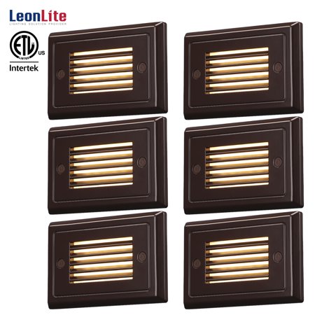 LEONLITE 120V Dimmable LED Step Lights  IP65 Waterproof  Indoor & Outdoor Stair Light  3000K Warm White  30000hrs Lifespan  Oil Rubbed Bronze Finish  Pack of 6