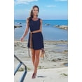 thumbnail image 5 of Women's Crochet Sleeveless Swimsuit Cover-Up with Drawstring Tank Dress Navy Blue S, 5 of 7