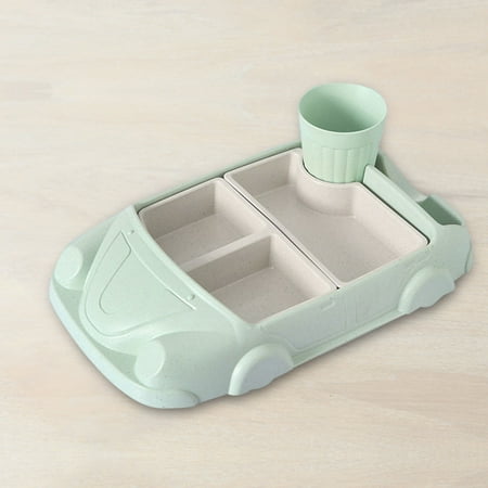 

Hemousy Kids Divided Plate Set Car-Shape Food Tray Children Utensils