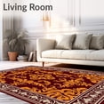 thumbnail image 2 of ODIKA 5'x7' Machine Washable Non-Slip Area Rug, Elegant Damask Motif with Symmetrical Interlocking Scrolls High Traffic Rug with Pad, Maroon, 679354, 2 of 8