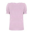thumbnail image 4 of Women's Square Neck Short Sleeve Loose Fit T-Shirt Tops Blouses Solid Color Casual Daily Wear Vacation Travel Fashion Essential Gift for Women | Sopatenor,Hot Pink XL, 4 of 8