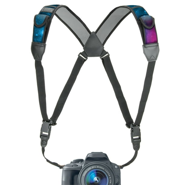 Camera Strap Chest Harness with Galaxy Neoprene and Accessory Pockets