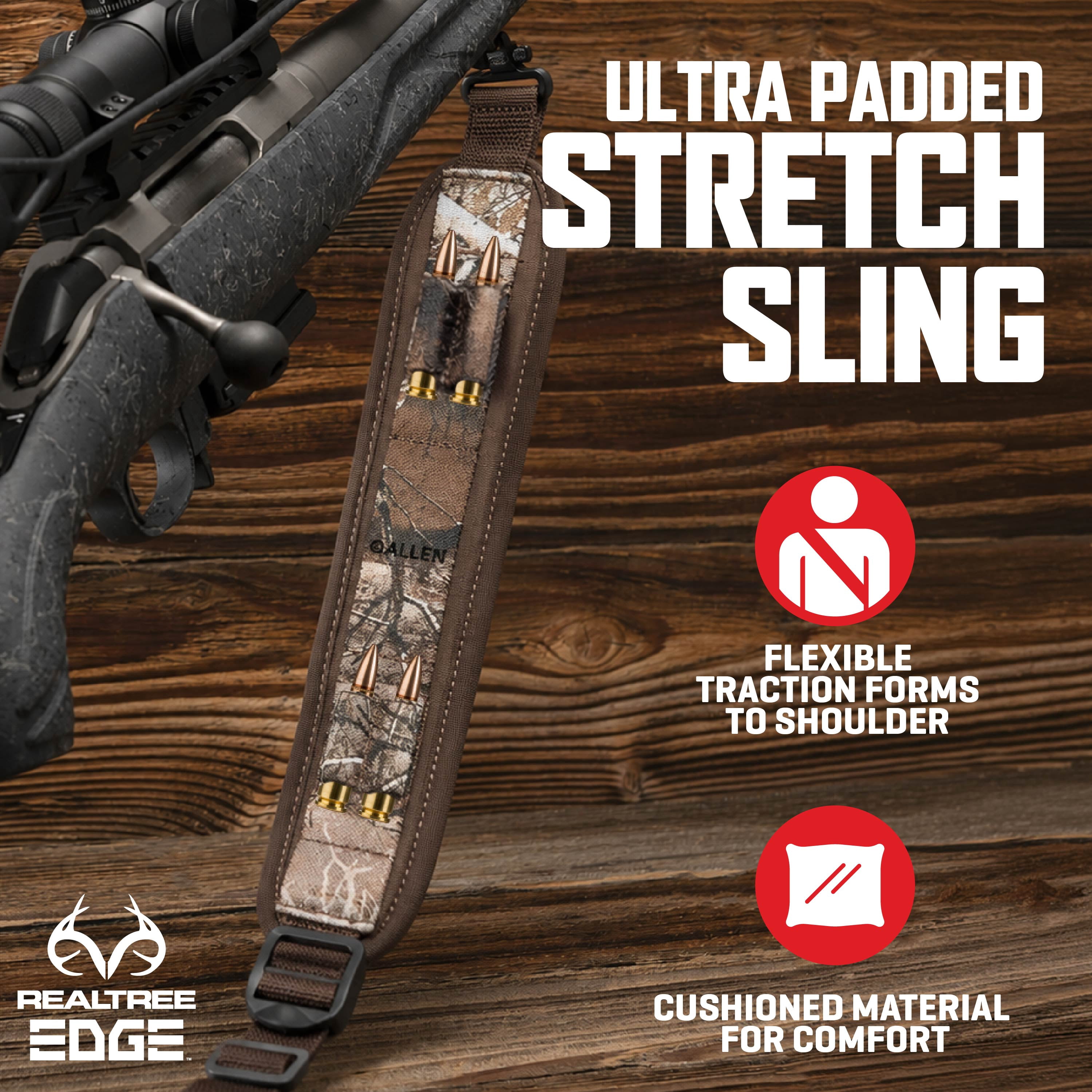 Allen Company Ultra Padded Stretch Rifle Sling with Swivels, Realtree Edge