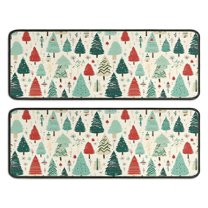 Kitchen Rugs Sets Of 2,Beige Christmas Tree Pattern Anti Fatigue Kitchen Mat Rugs Non Slip Washable,Decorative Kitchen Floor Mats for Kitchen,Sink,Laundry,17"x47" 17"x47"