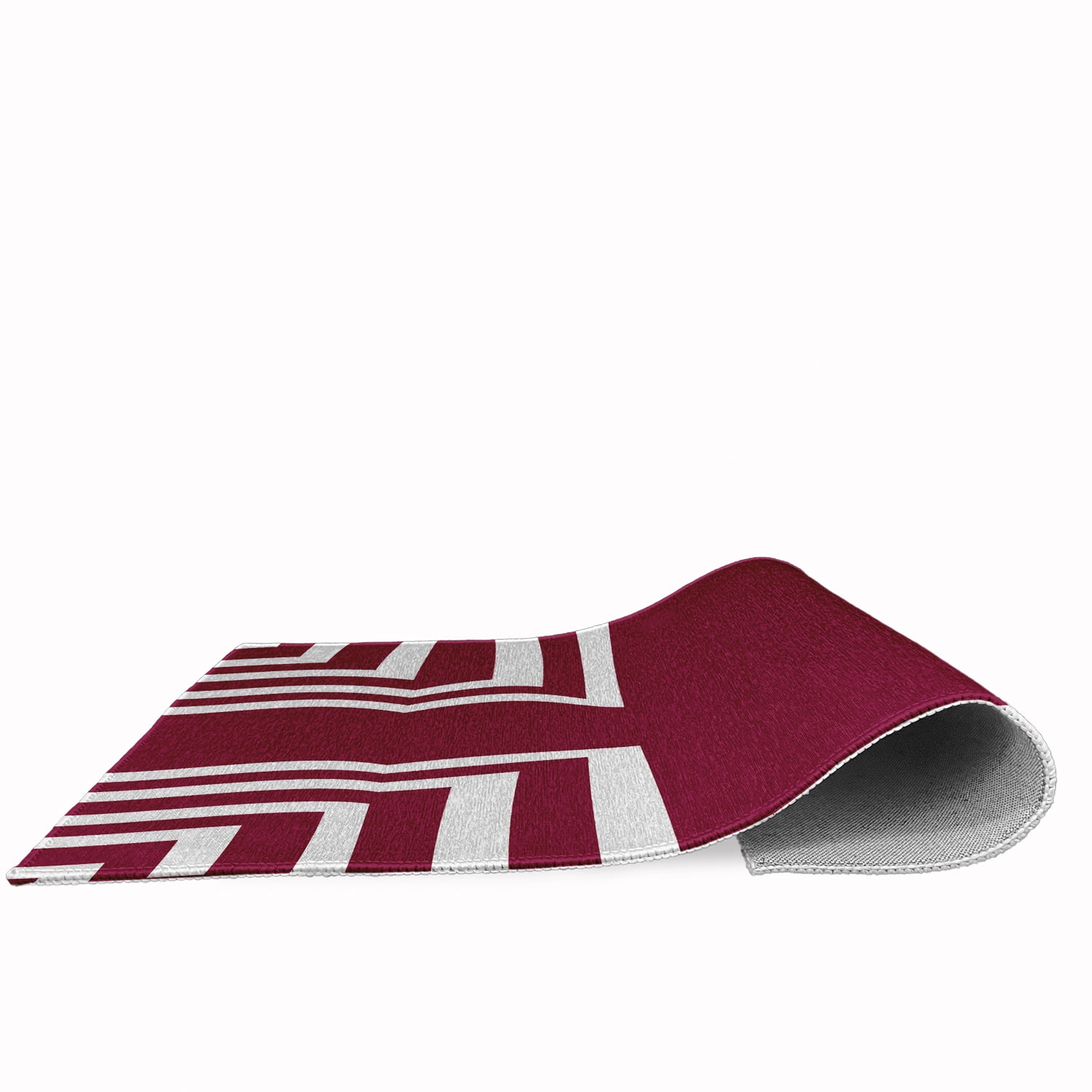 4' x 6' Simply Daisy Corner Stripes Modern & Contemporary Chenille Area Rug, Maroon Red