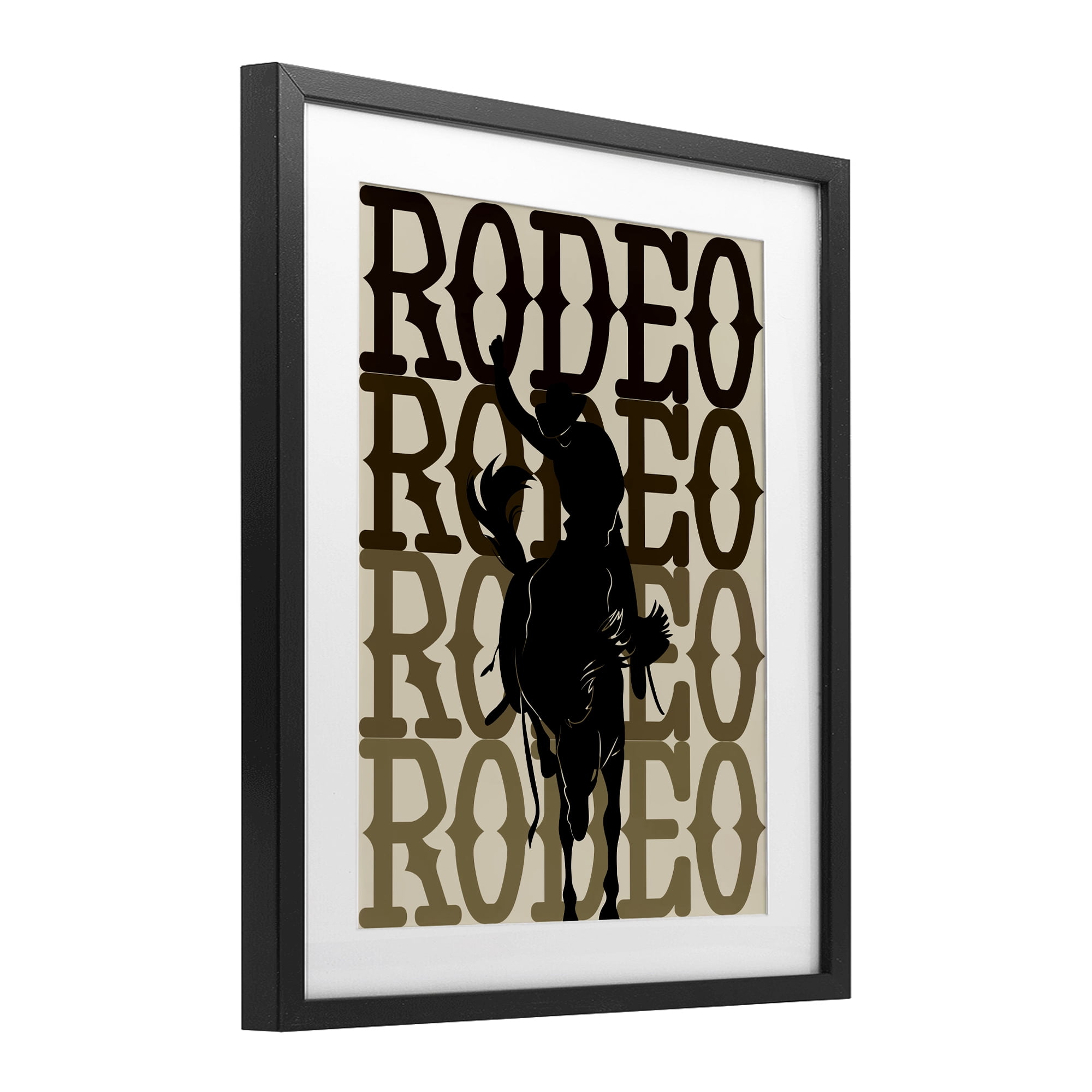 Stupell Industries Rodeo Gradient Cowboy Black Framed Print Under Glass, design by CAD Designs