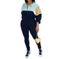 thumbnail image 4 of Aomice Two Women's 2 Piece Outfits Lapel Half Zip Long Sleeve Sweatshirts Sweatpants Tracksuit Casual Sweatsuits-Dark Blue-M, 4 of 6