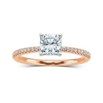Arista 1-3/8 Carat T.W. Cushion Swarovski Diamonds White Solitaire Engagement Ring in Pink Plated Sterling Silver