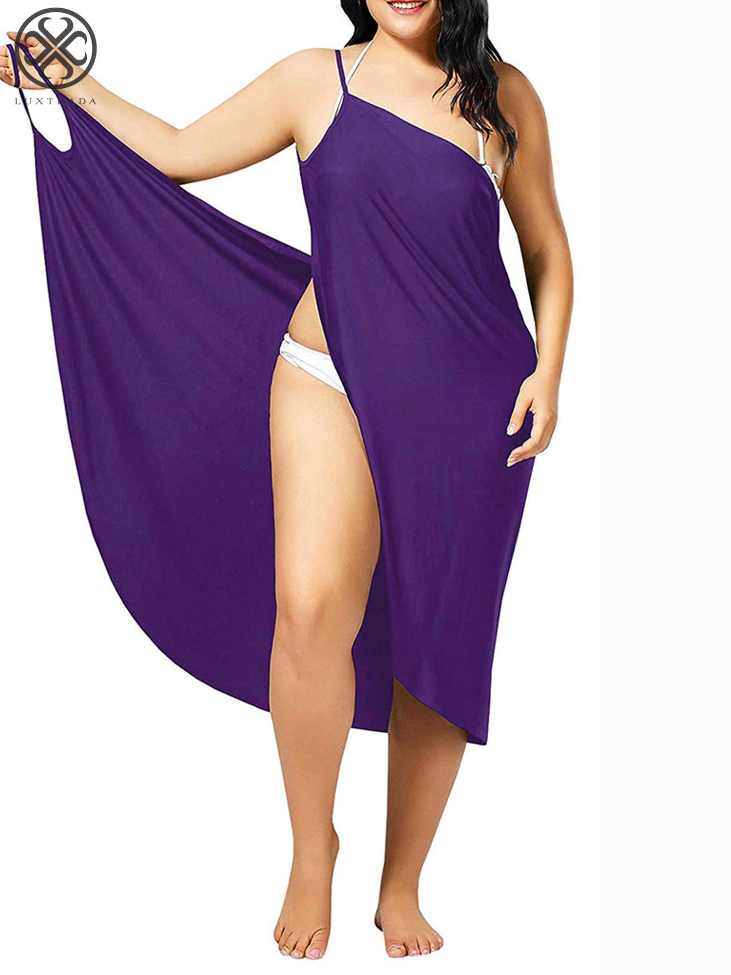 purple wrap around dress