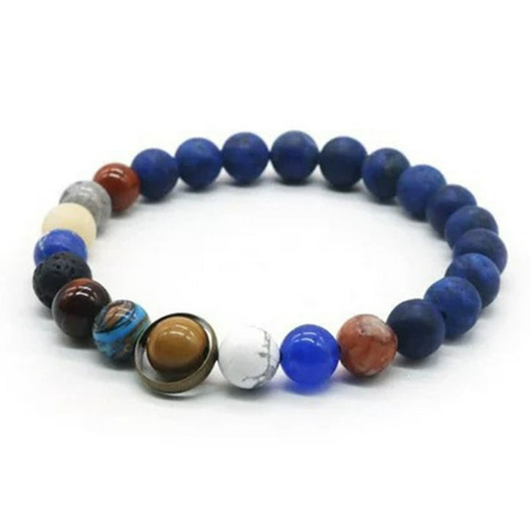 Deyuer Planet Bracelet Beaded Eight Planets Faux Volcanic Stone