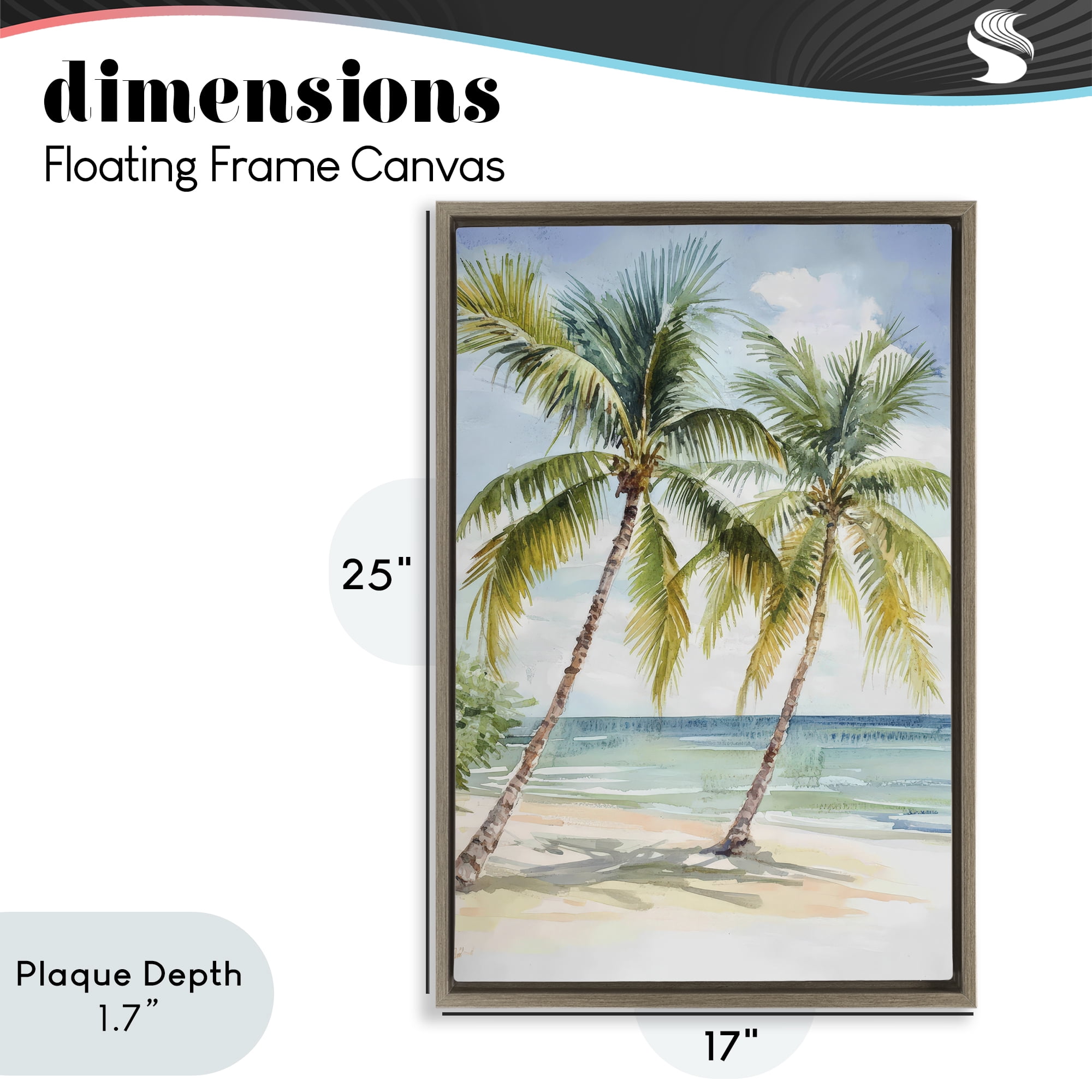 Stupell Industries Shady Palm Beach Escape Brown Framed Floater Canvas Wall Art, design by Petal Prints Design