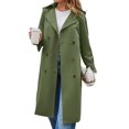 thumbnail image 2 of Long Sleeve Spring Fall Solid Color Double Breasted Casual Lapel Long Trench Coat, 2 of 5