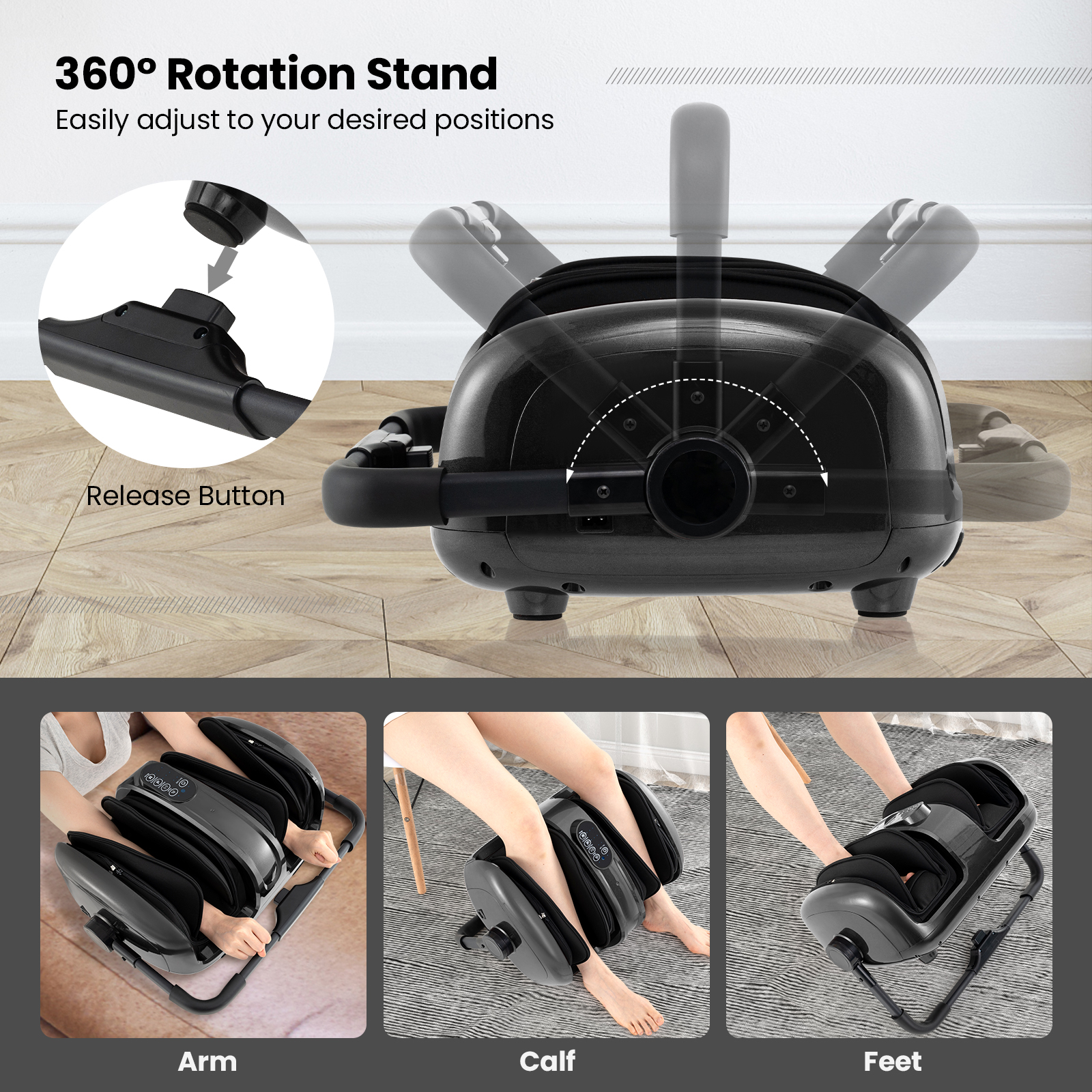 Giantex Foot & Calf Massager w/Heat, Deep Kneading Shiatsu Massager Machine, Gifts for Elder Men Women, Grey