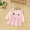 Pink, variant on Infant Girl 12 Months 100% Cotton Fake Two-Piece Long Sleeve Pinafore Dress, Embroidered Strawberry, Ruffled Collar, Yellow - Soft, Safe for Everyday Play