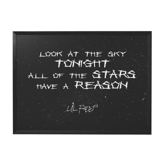 Lil Peep Star Shopping Lyrics Starry Background Black Framed Canvas Wall Art Fashion Decor, 12x16in Wall Decor For Living Room, Bedroom, Office