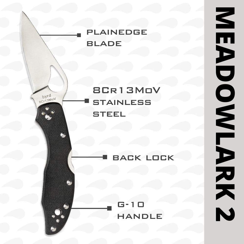 byrd Meadowlark 2 Black G-10 PlainEdge Folding Knife
