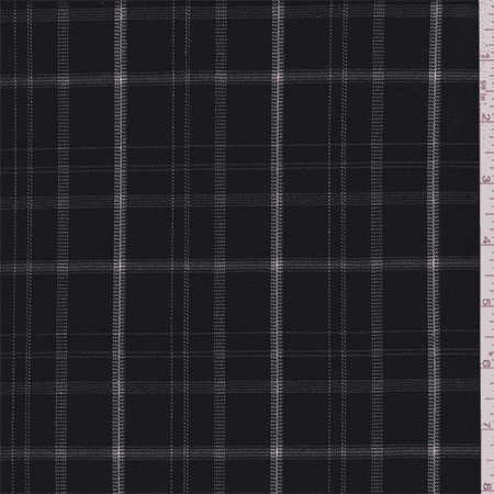 Black White Windowpane Plaid Polyester Suiting Fabric By The Yard Black White Windowpane Plaid Polyester Suiting Fabric By The Yard