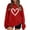 Red, variant on WREESH Womens Fashion Crewneck Sweatshirts Printed Loose Long Sleeves Blouse Casual Tops Sweatshirt Pullover Black