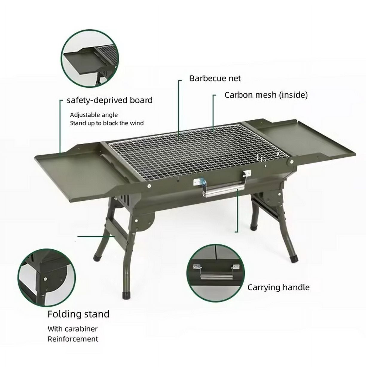 SHANNA Charcoal Grills Portable BBQ Griddle, Foldable Kabob Barbecue with Storage Shelf for Outdoor Hibachi BBQ Lamb Skewer Camping Barbecue Grill in Garden Backyard Party Picnic Travel