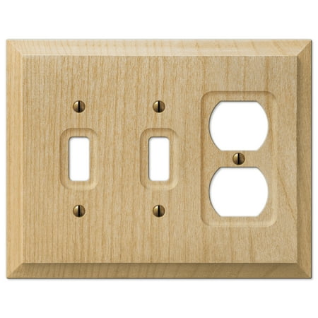 2 Duplex Wall Plate - Amerelle 180TTD Baker Unfinished Alder Wood 2 Toggle 1 Duplex Wall Plate