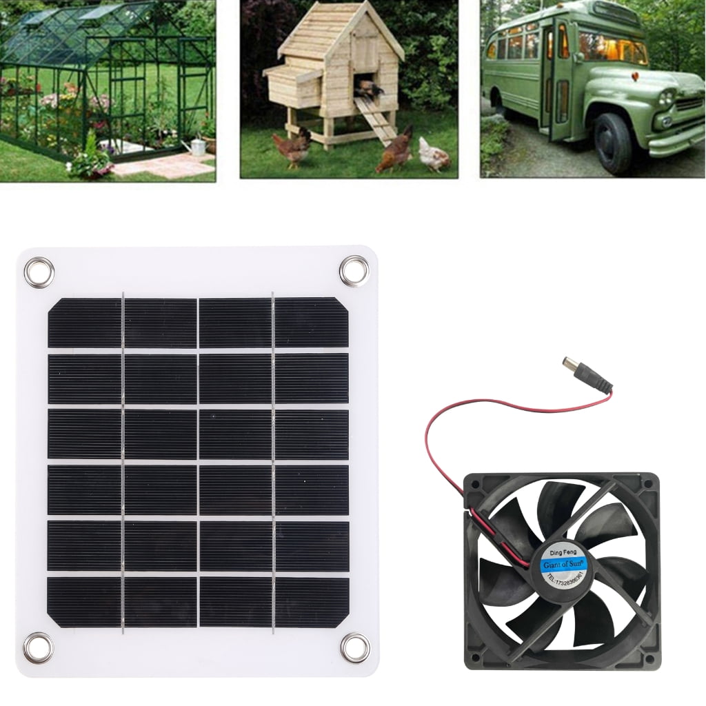 Solar Exhaust Fan 6 Inch Mini Ventilator Solar Panel Powered Fan Air Extractor for Dog Chicken House Greenhouse