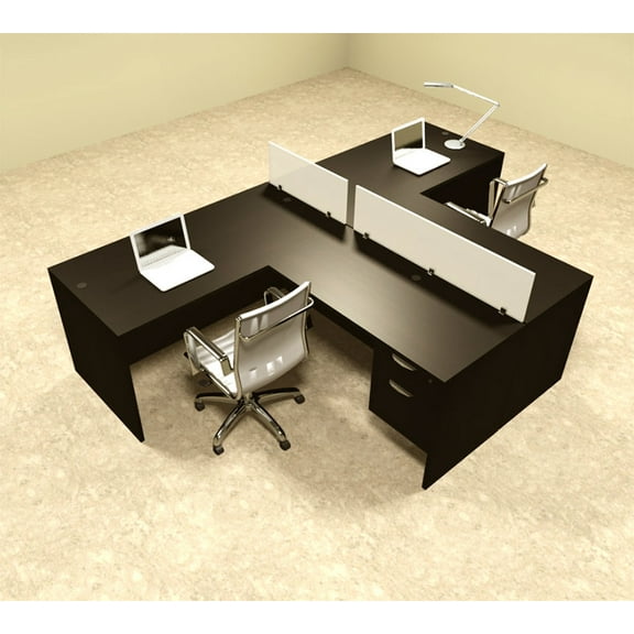 Two Person L Shaped Divider Office Workstation Desk Set, #OT-SUL-SP56