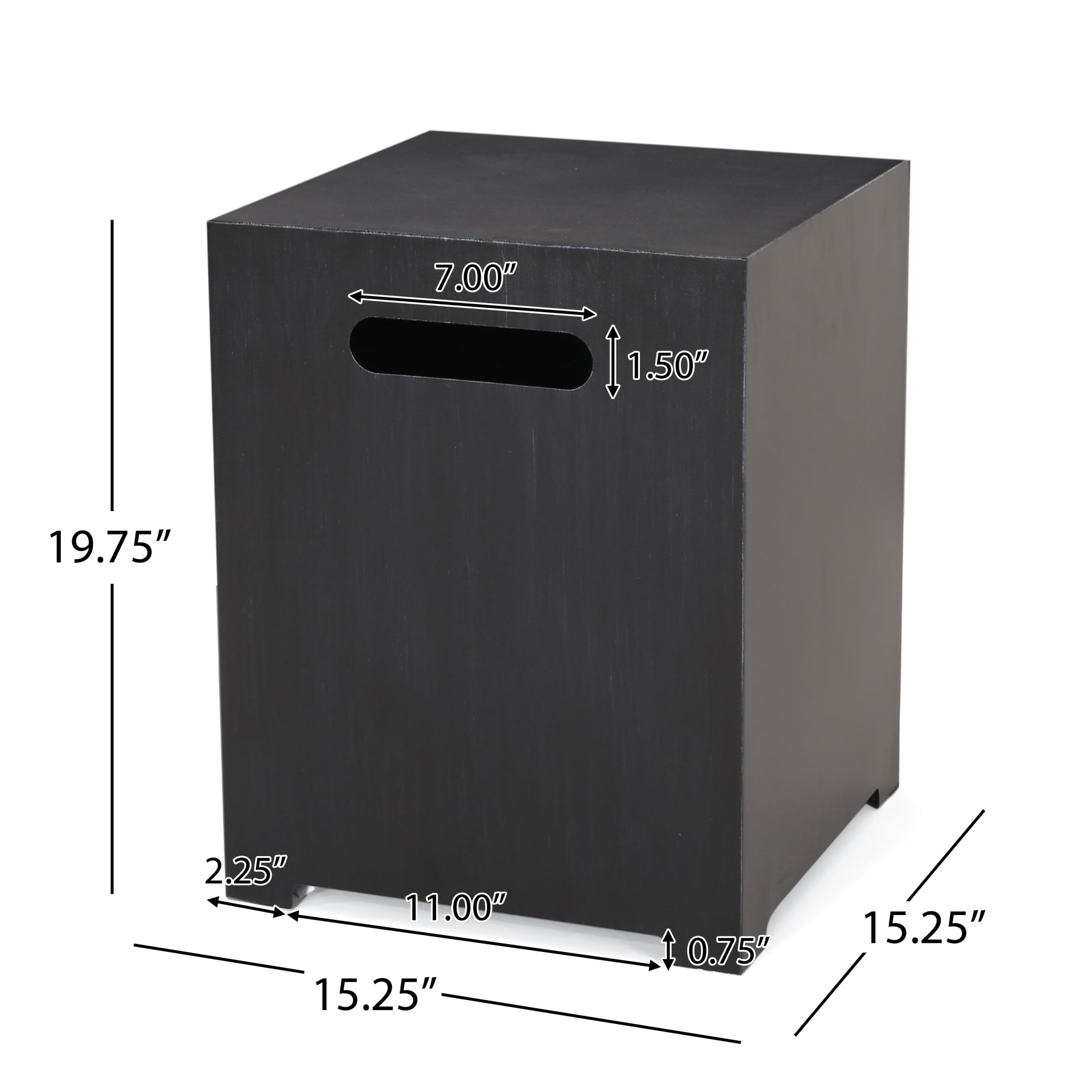 Reign Metal Outdoor 50,000 BTU Rectangular Fire Pit with Tank Holder, Brushed Black