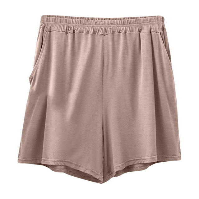 FAIWAD Shorts for Womens Elastic Waist Solid Color Breathable Short Pants Summer Beach Lounge Shorts