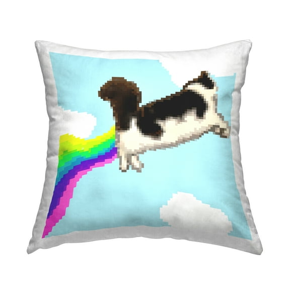 Stupell Industries Whimsical Cat Flying Decorative Printed Throw Pillow Design by June Erica Vess .