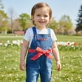 thumbnail image 6 of Peacolate 3Months-3Years Baby Girl Embroidery Denim Overalls Children's Bib Pants Jeans,Red,18-24Months, 6 of 6