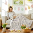 thumbnail image 4 of Throw Blanket Fleece Throw Blanket 50x80in, Purple Easter Egg Cute Rabbit Soft Lightweight Bed Blankets Farm Wildflower Retro Linen Fuzzy Couch Blankets for All Season, 4 of 9