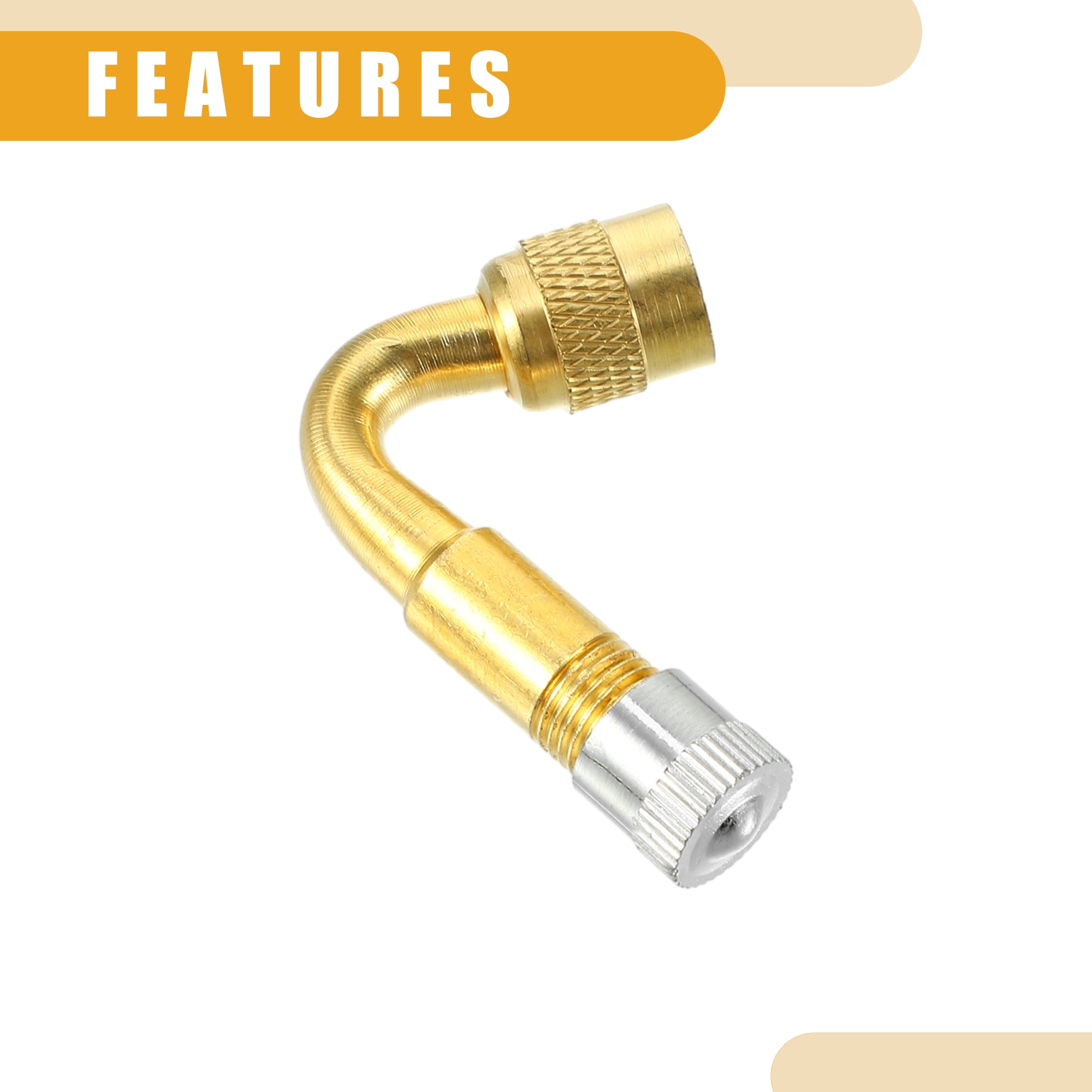 Unique Bargains 1 Set Universal Tire Valve Stem Extenders Extension Adapter - Copper Gold