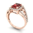 thumbnail image 2 of 1.935 ctw Solitaire with Zirconia Diamond Accents Anniversary Ring for Women | Emerald Cut Natural Garnet | Hyperallergenic Solid 14K Rose Gold, 2 of 5